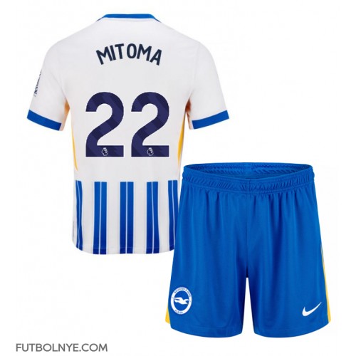 Camiseta Brighton Kaoru Mitoma #22 Primera Equipación para niños 2024-25 manga corta (+ pantalones cortos)